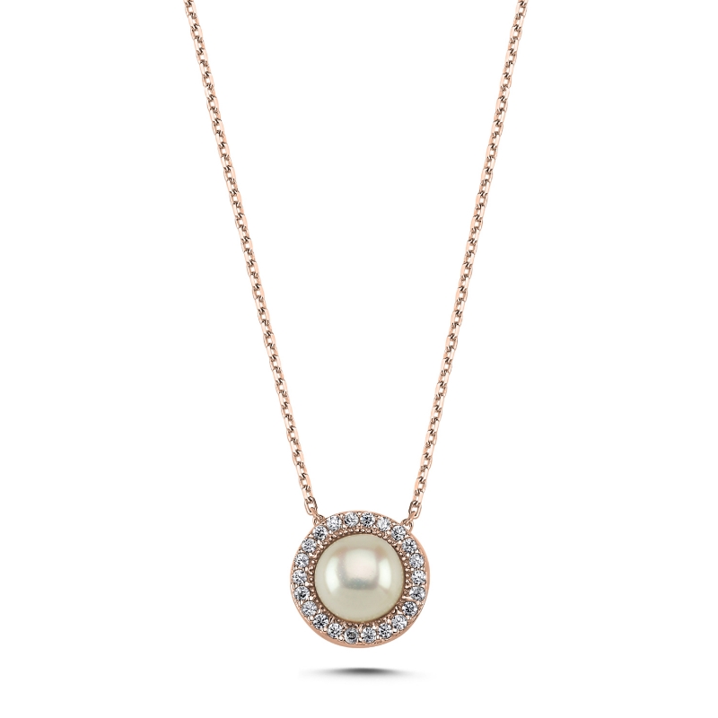 Pearl & CZ Halo Necklace - N103172
