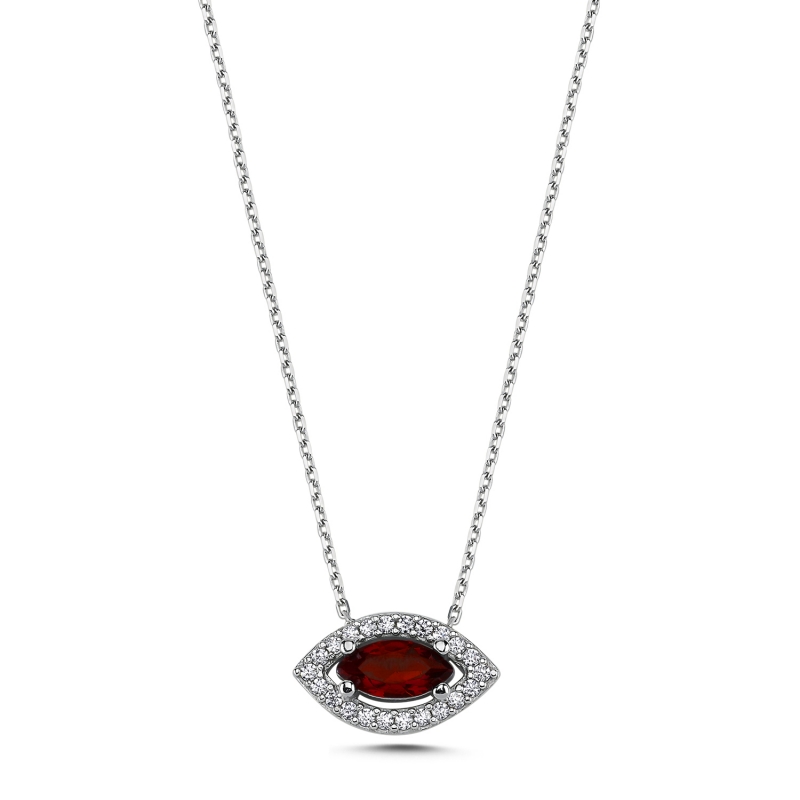 Marquise Colored CZ Solitaire Halo Necklace - N103208