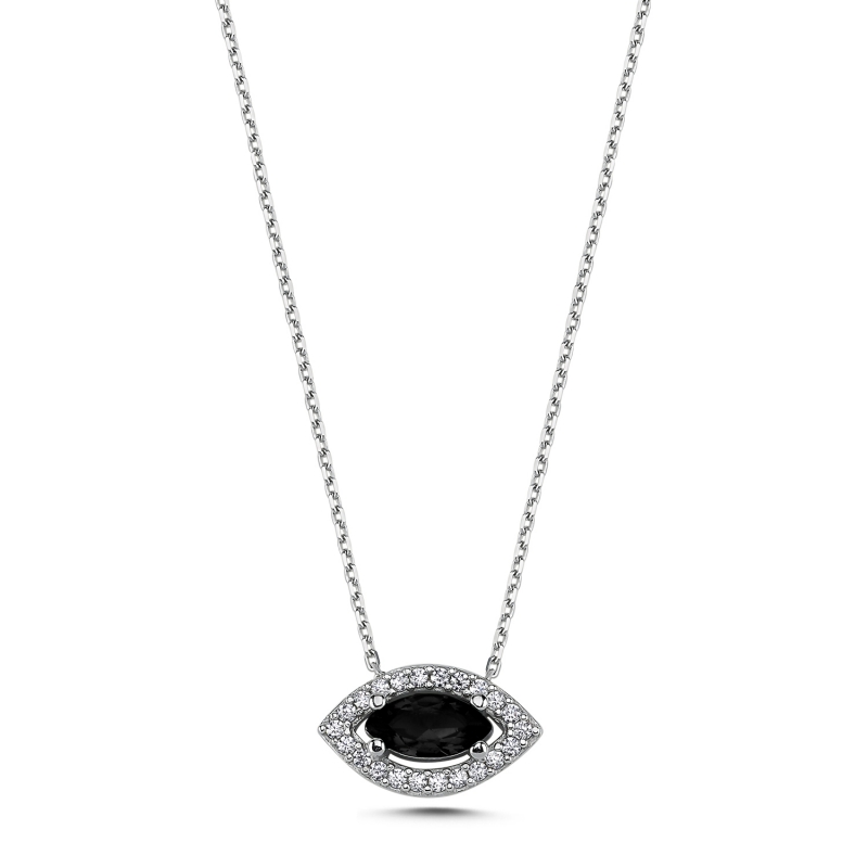 Marquise Colored CZ Solitaire Halo Necklace - N103208
