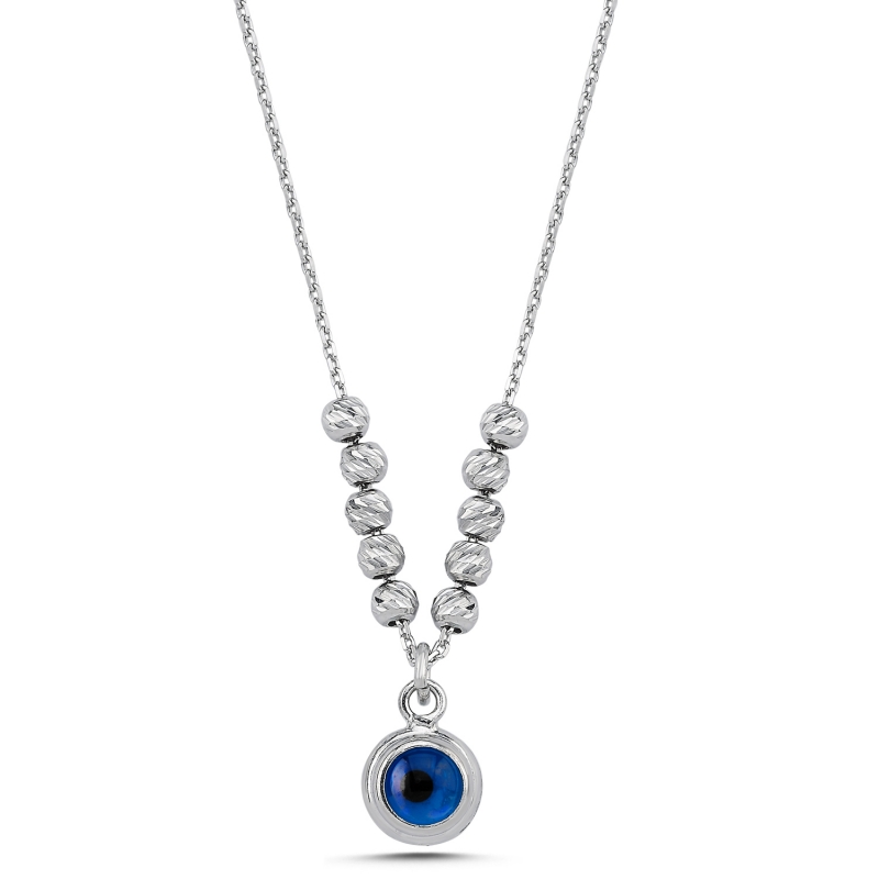 Evil Eye Diamond Cut Ball Necklace - N103260