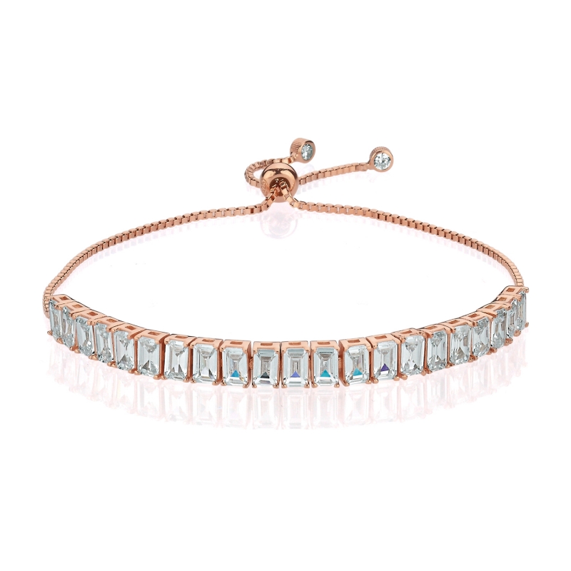 Baguette CZ Adjustable Sliding Tennis Bracelet - B103265