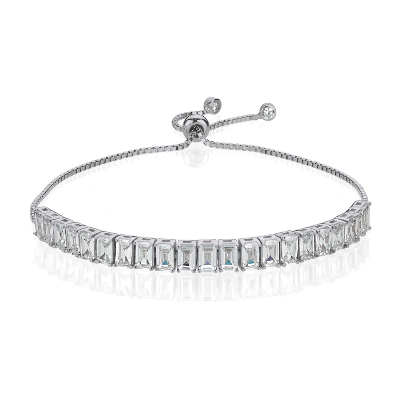 Baguette CZ Adjustable Sliding Tennis Bracelet - B103265