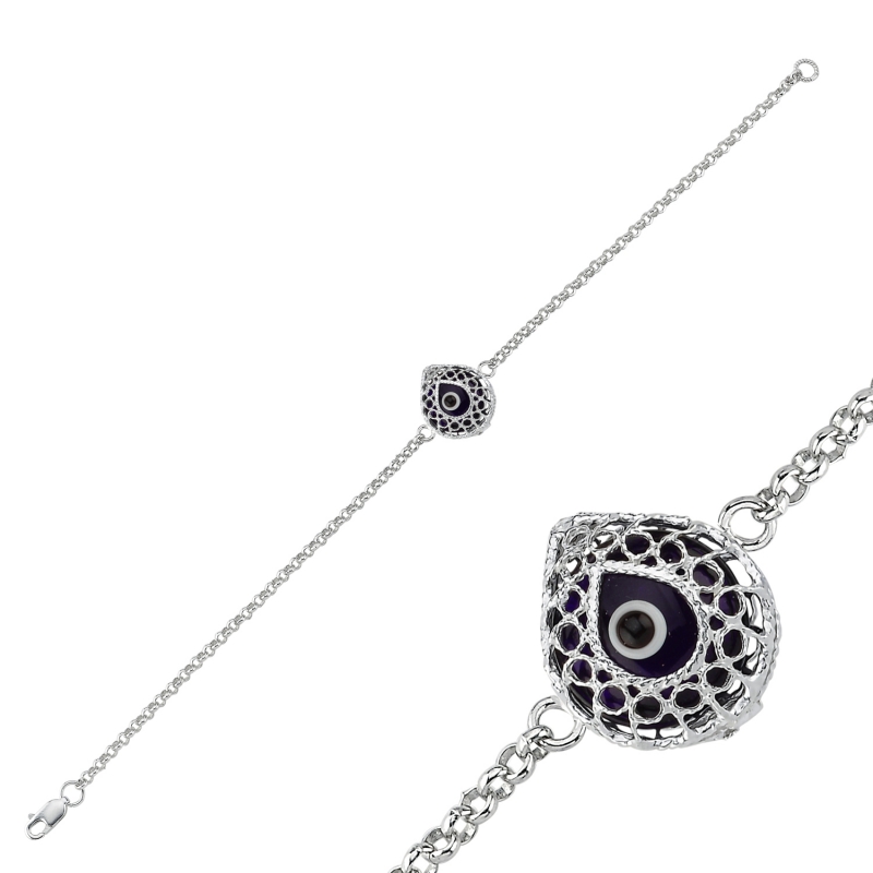 Evil Eye Filigree Teardrop Bracelet - B103279