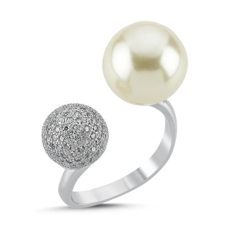 Pearl & CZ Ring - R103289