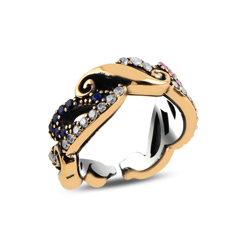 Ottoman Style Adjustable Size CZ Ring - R103391