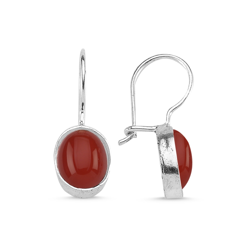 Red Agate & Arabic Abjad Numerology Double Sided Earrings - E103407