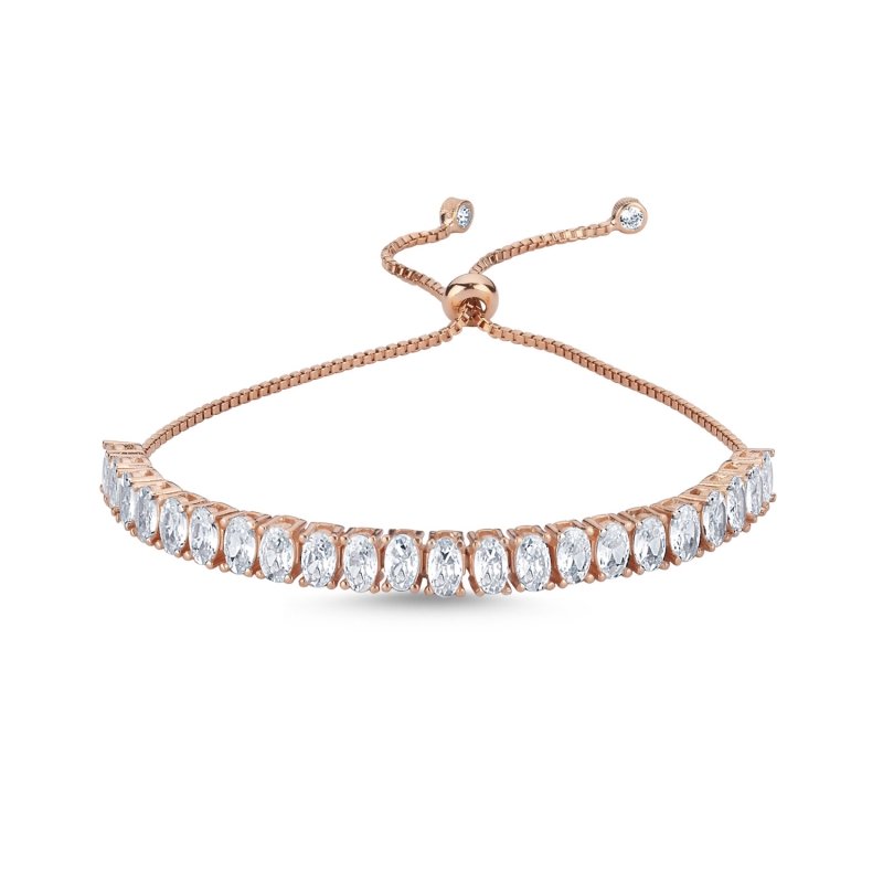 Oval CZ Adjustable Sliding Tennis Bracelet - B103480