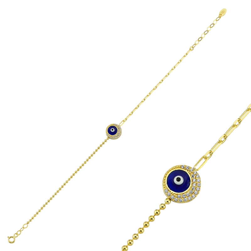 Enamel Eye & CZ Bracelet - B103481