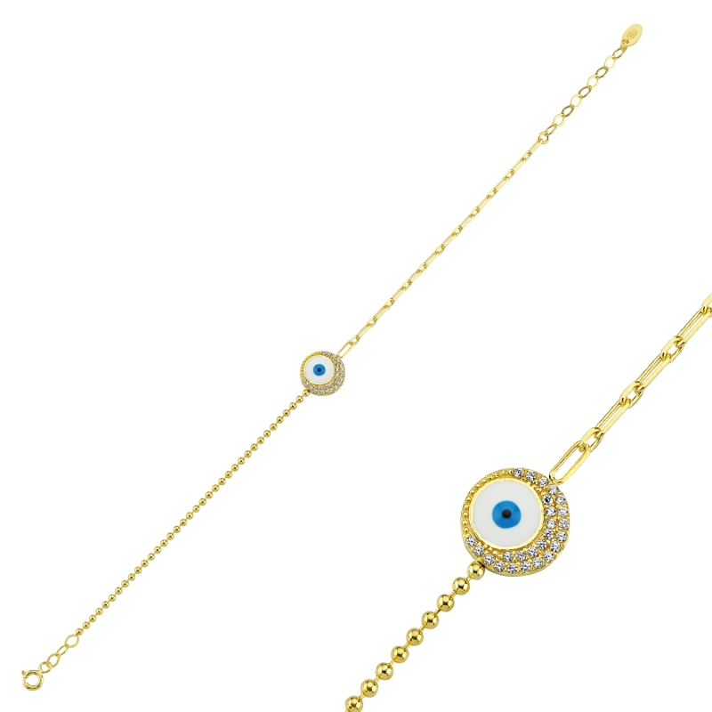 Enamel Eye & CZ Bracelet - B103482