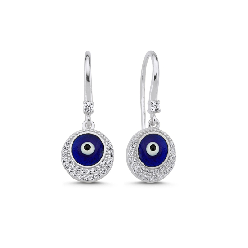 Enamel Eye & CZ Huggie Hoop Earrings - E103483