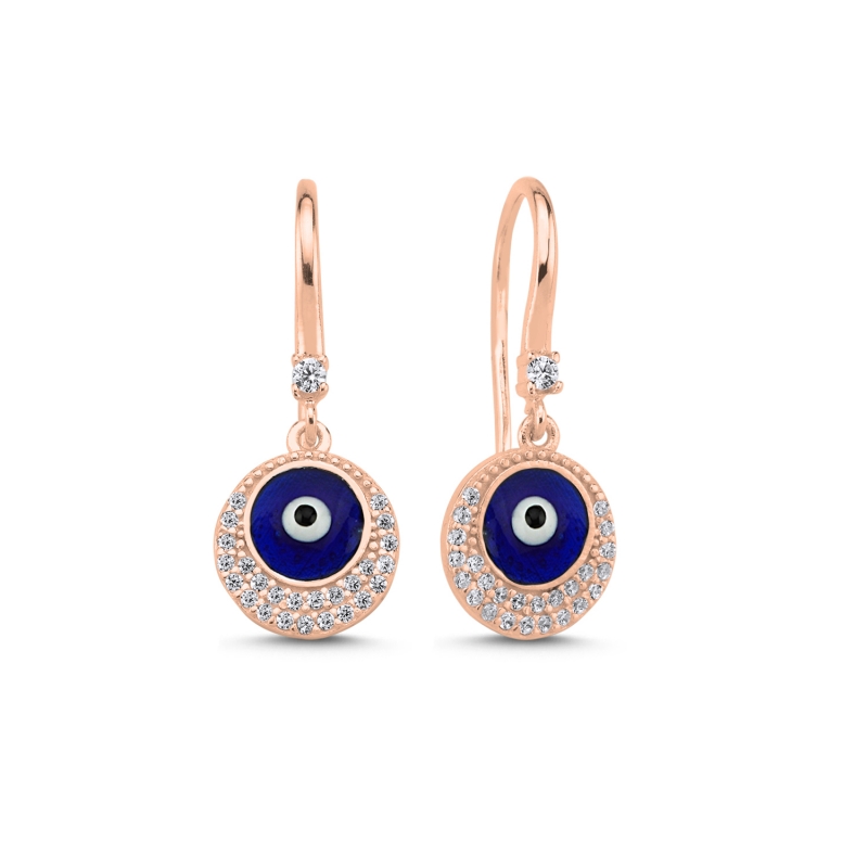 Enamel Eye & CZ Huggie Hoop Earrings - E103483