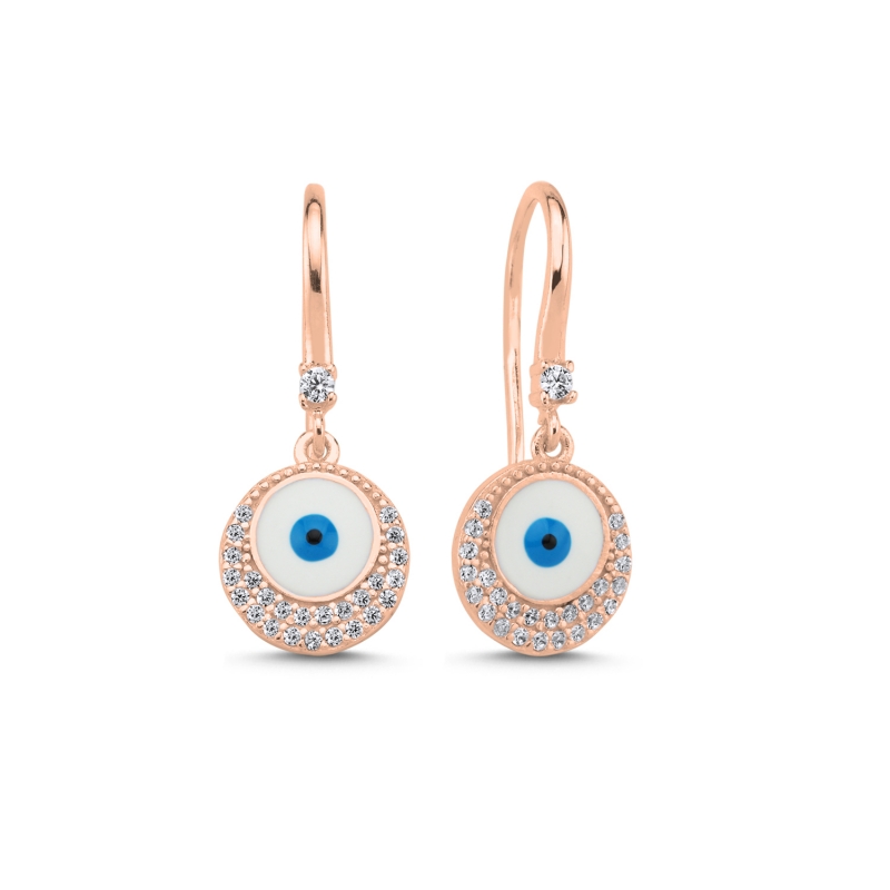 Enamel Eye & CZ Huggie Hoop Earrings - E103484