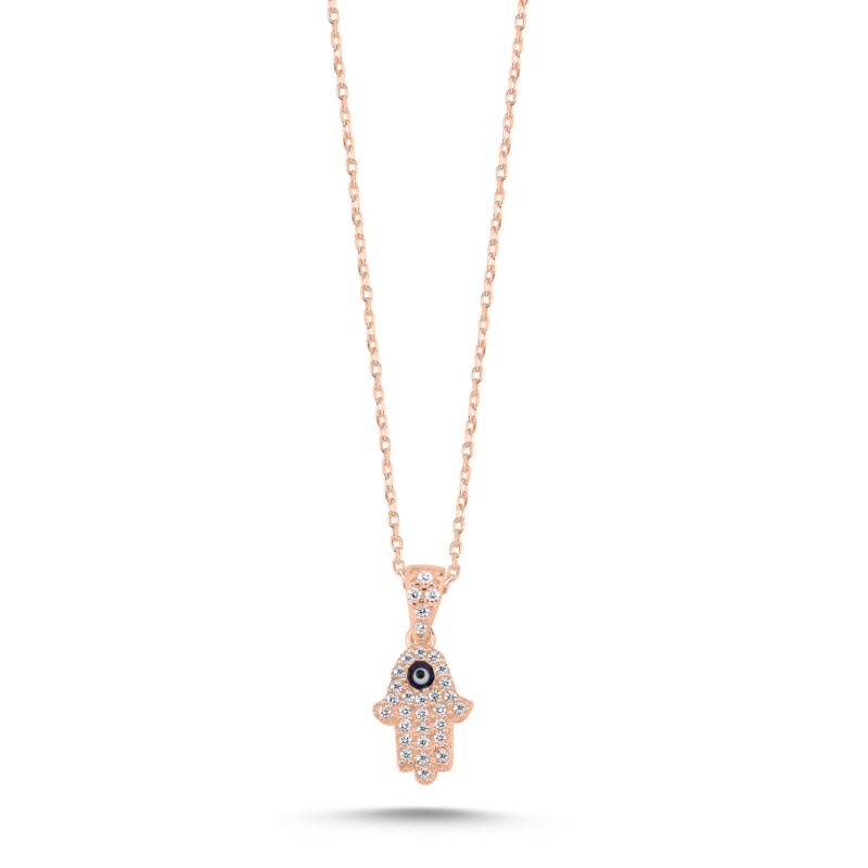 Hamsa Enamel Evil Eye & CZ Necklace - N103486
