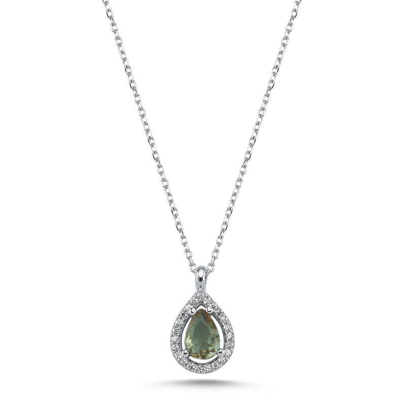 Solitaire Teardrop Zultanite & Halo CZ Necklace - N103529