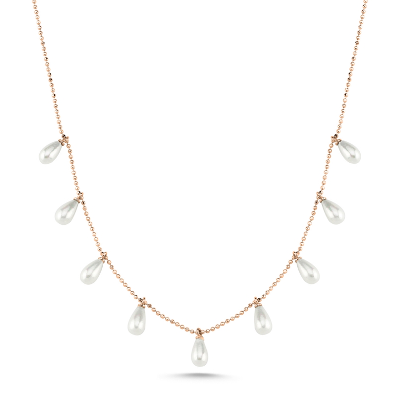 Teardrop Pearl Dangle Charm Necklace - N103540