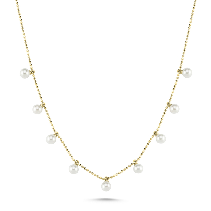 Round Pearl Dangle Charm Necklace - N103541