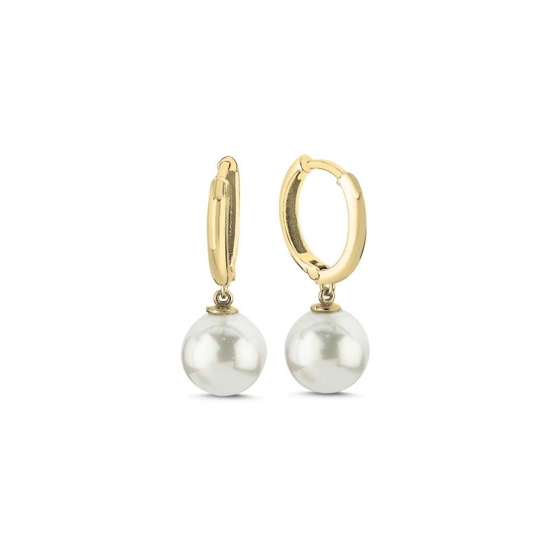 9mm Pearl Huggie Hoop Earrings - E103545