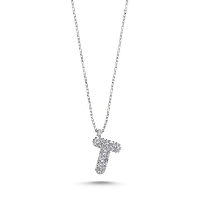 -T- Initial CZ Necklace - N103691