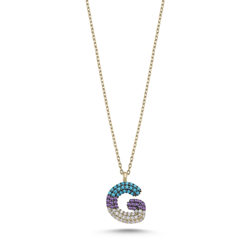-G- Initial Colored CZ Necklace - N103705
