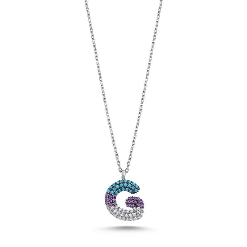 -G- Initial Colored CZ Necklace - N103705