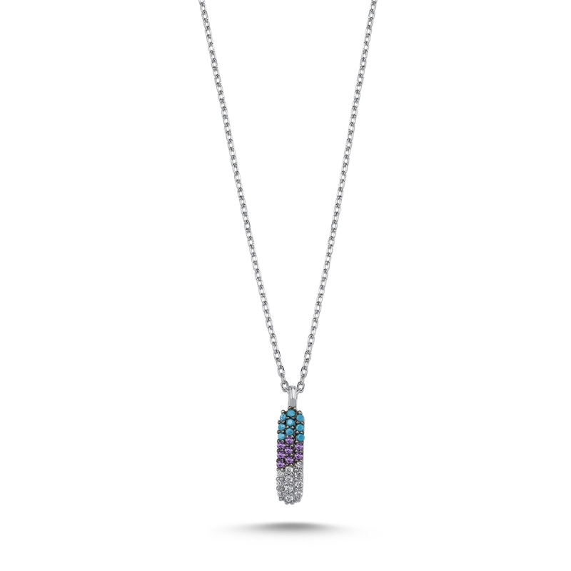-I- Initial Colored CZ Necklace - N103707