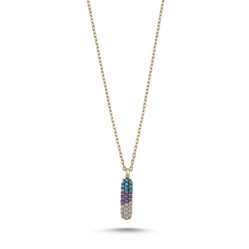 -I- Initial Colored CZ Necklace - N103707