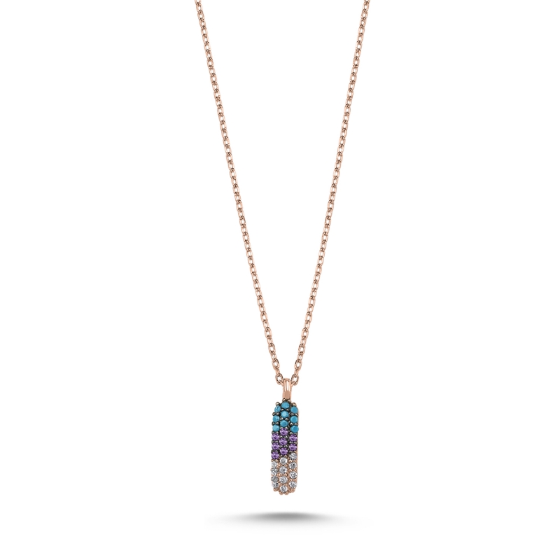 -I- Initial Colored CZ Necklace - N103707