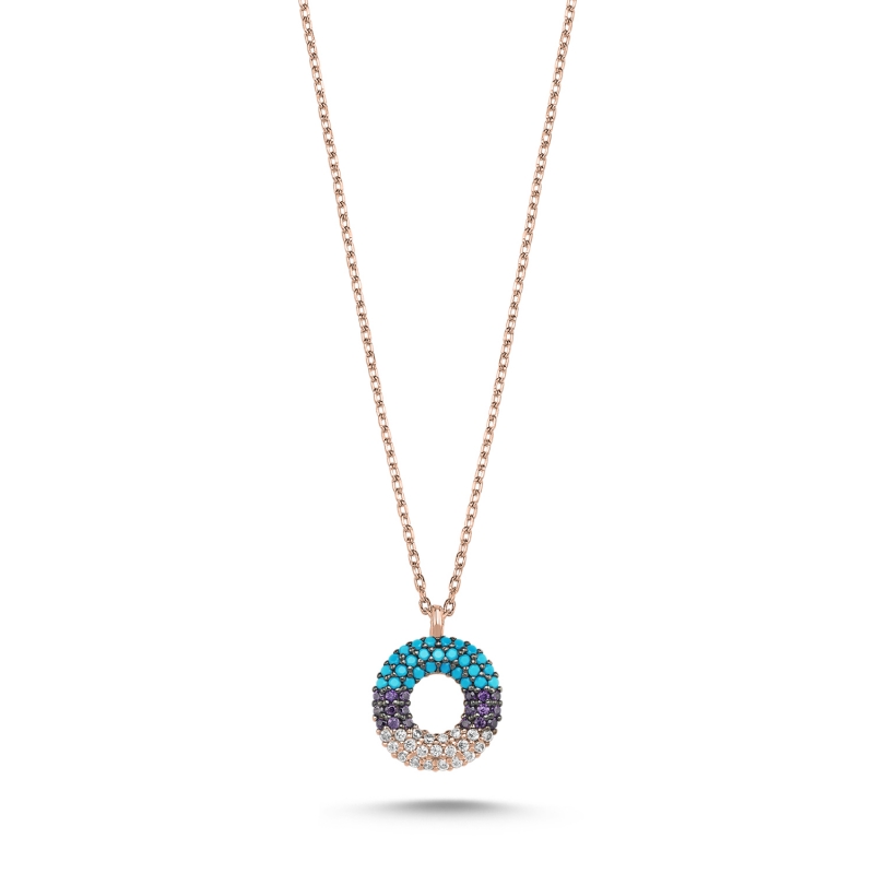 -O- Initial Colored CZ Necklace - N103714