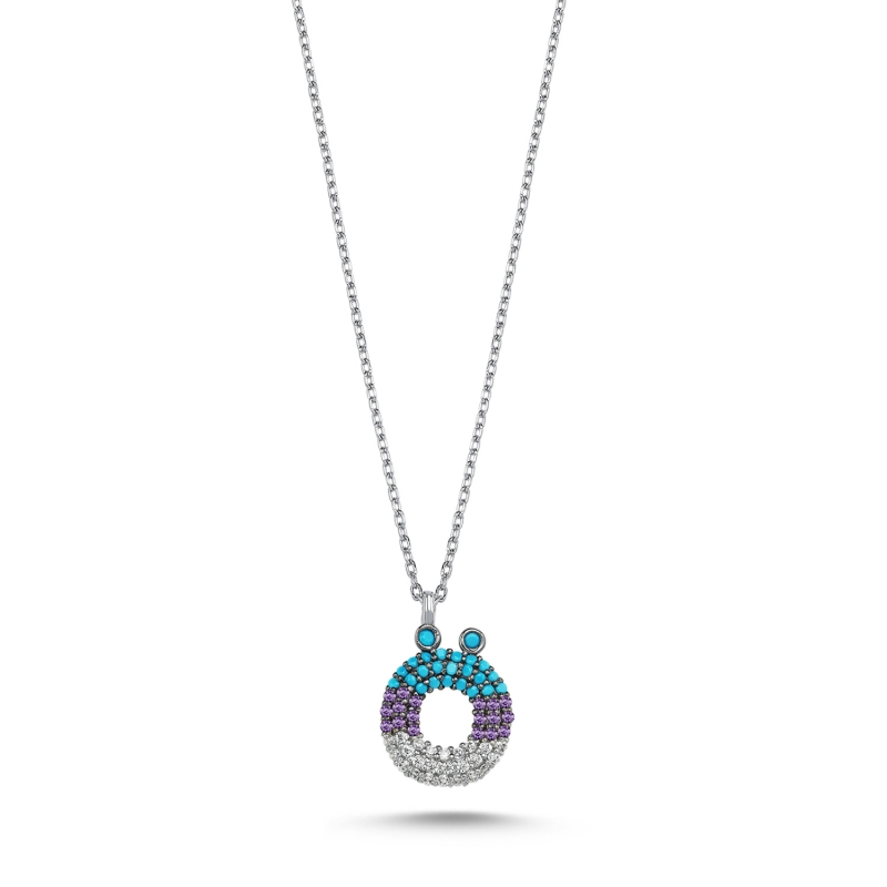 -Ö- Initial Colored CZ Necklace - N103715