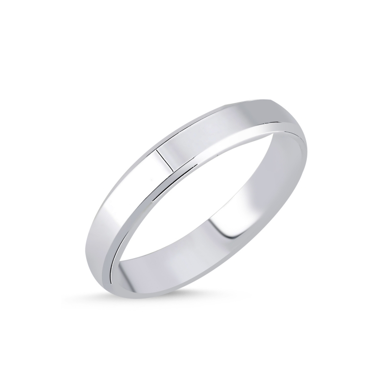4mm Beveled Edge Flat Plain Band Ring - R103744