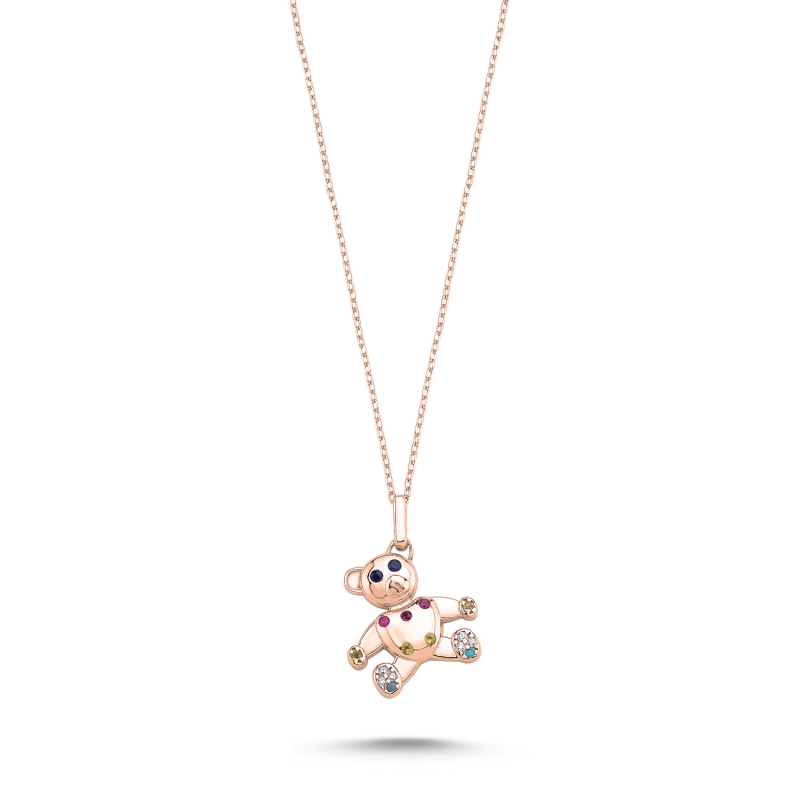 Teddy Bear Colored CZ Necklace - N103773