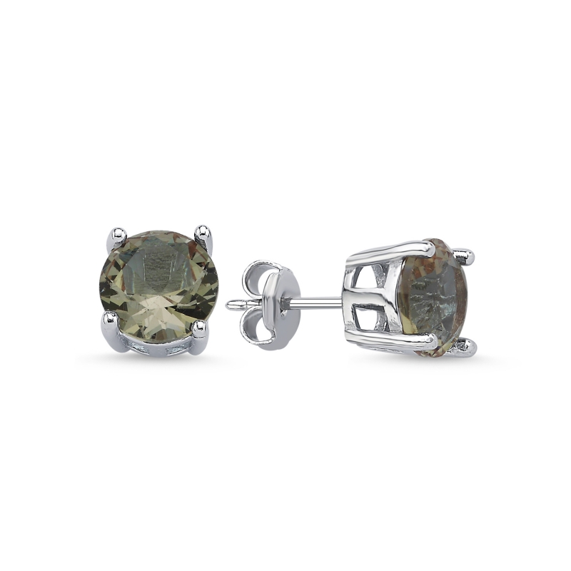 8mm Round Zultanite CZ Solitaire Stud Earrings - E103775