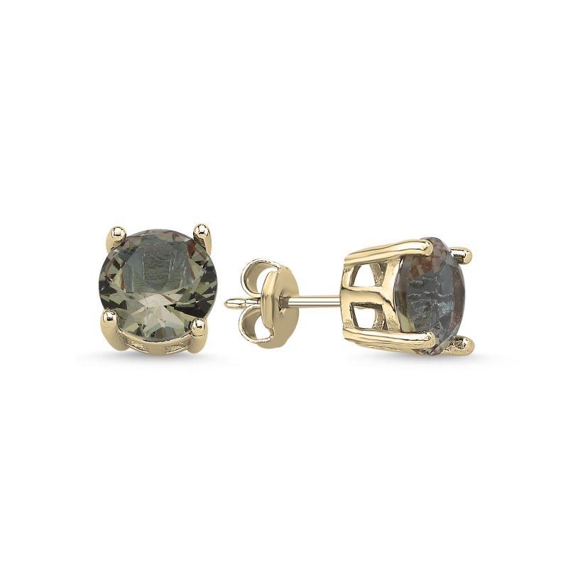 8mm Round Zultanite CZ Solitaire Stud Earrings - E103775
