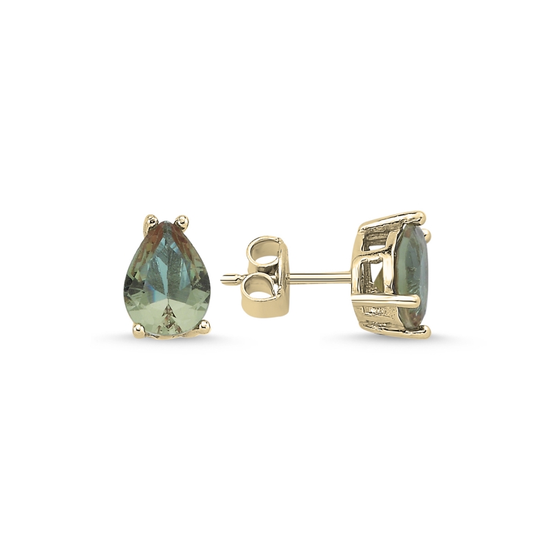6x8mm Teardrop Zultanite CZ Solitaire Stud Earrings - E103780