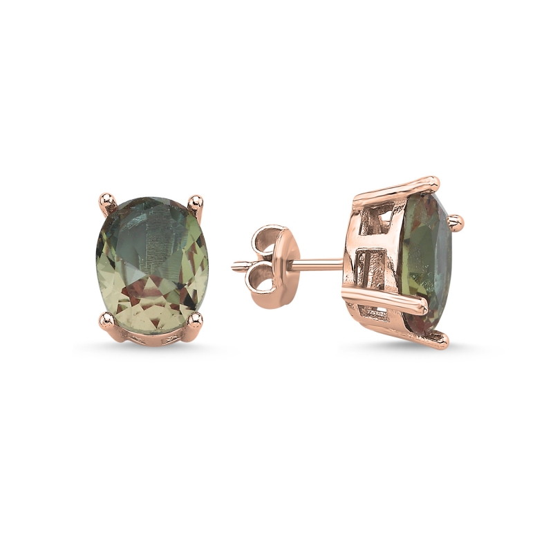 8x10mm Oval Zultanite CZ Solitaire Stud Earrings - E103783