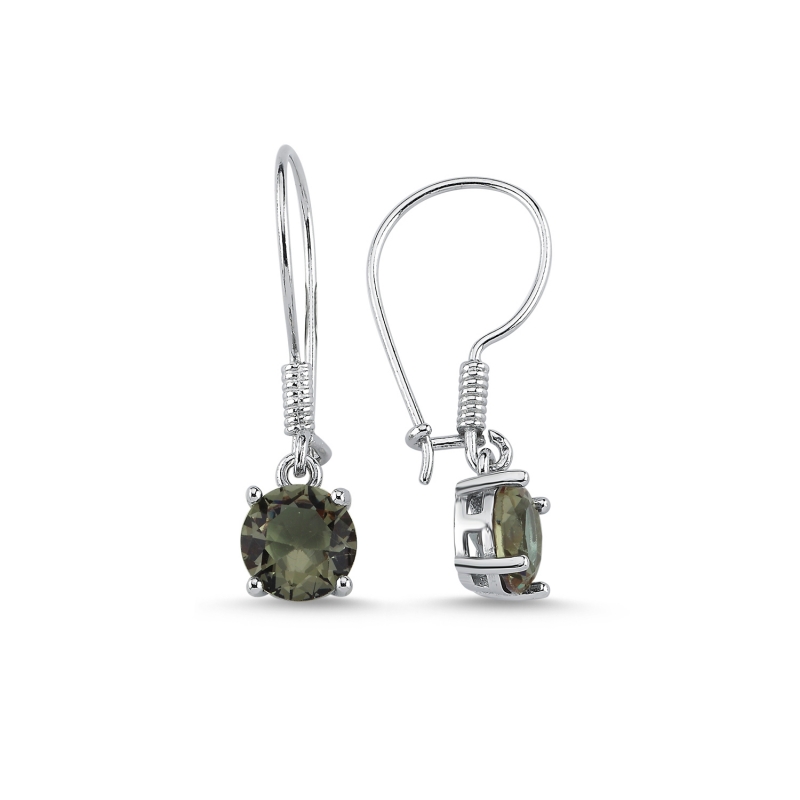 8mm Round Zultanite CZ Solitaire Fish Hook Earrings - E103785