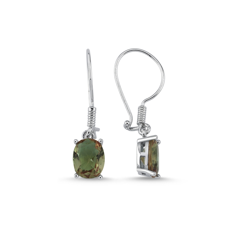 8x10mm Oval Zultanite CZ Solitaire Fish Hook Earrings - E103789