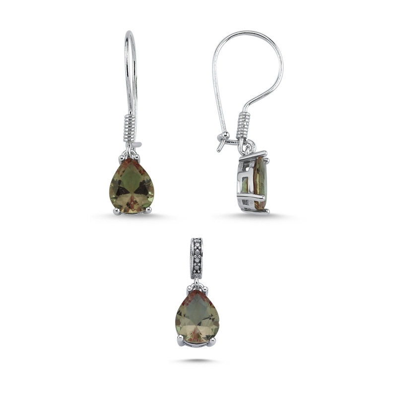 8x10mm Damla Sultanit Zirkon Tektaş Set - S103805