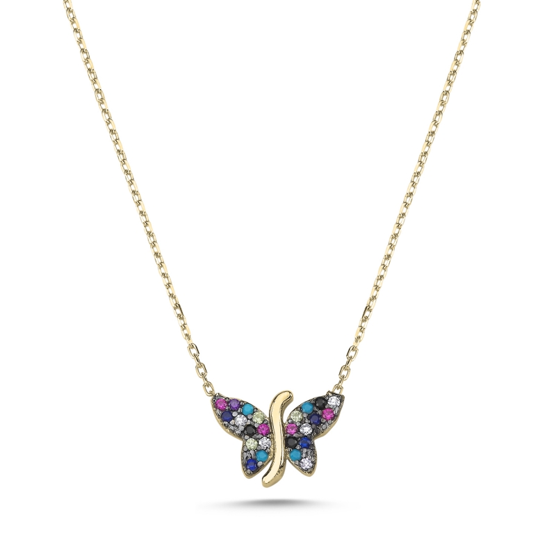 Butterfly Mix CZ Necklace - N103815