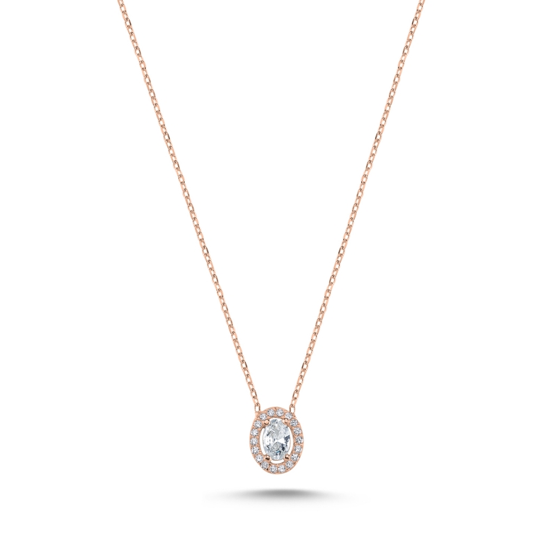 Oval Halo Solitaire CZ Necklace - N103826