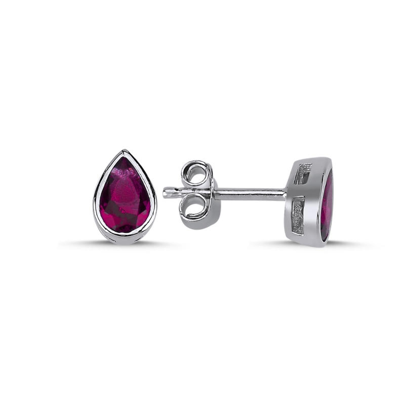 Colored CZ Solitaire Teardrop Stud Earrings - E103829