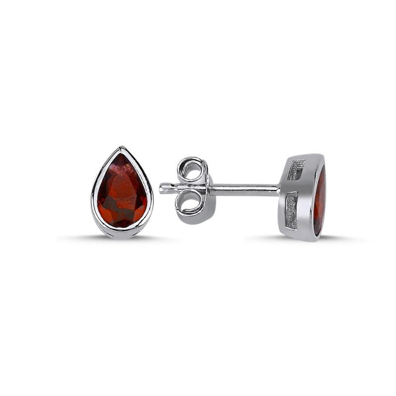 Colored CZ Solitaire Teardrop Stud Earrings - E103829