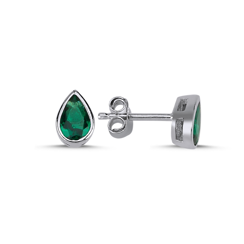 Colored CZ Solitaire Teardrop Stud Earrings - E103829