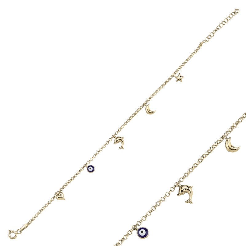 Dangle Rolo Chain Charm Bracelet - B103926