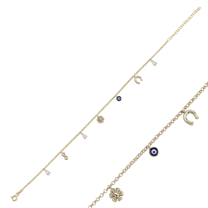 Dangle Rolo Chain Charm Anklet - ANK103928