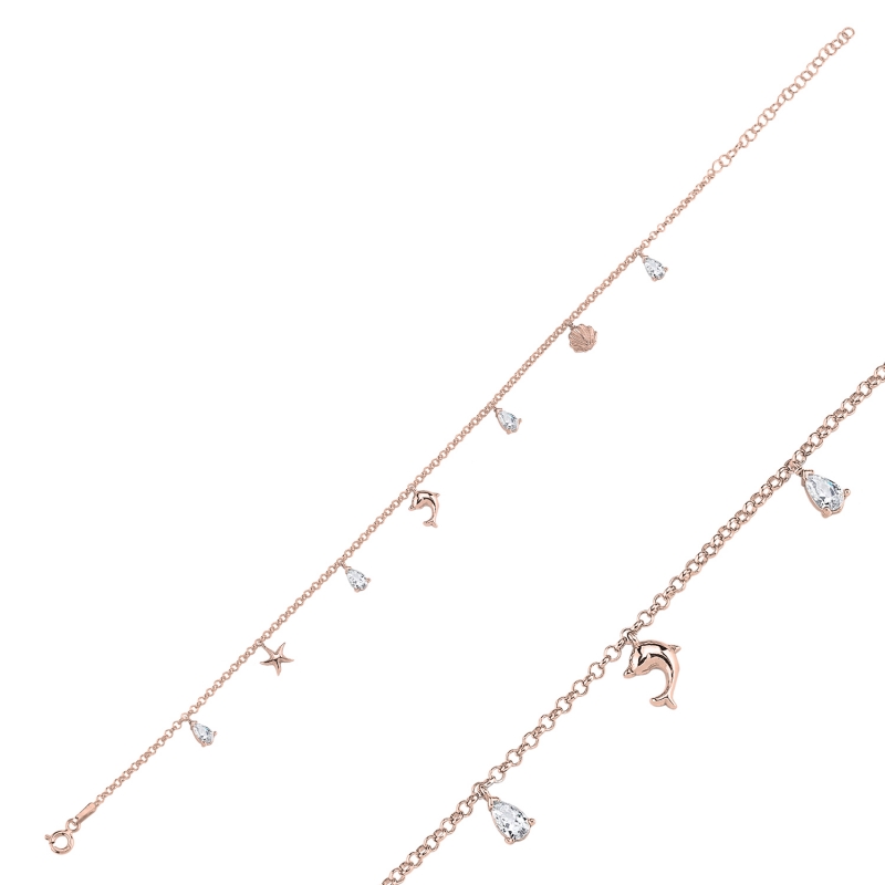 Dangle Rolo Chain Charm Anklet - ANK103930
