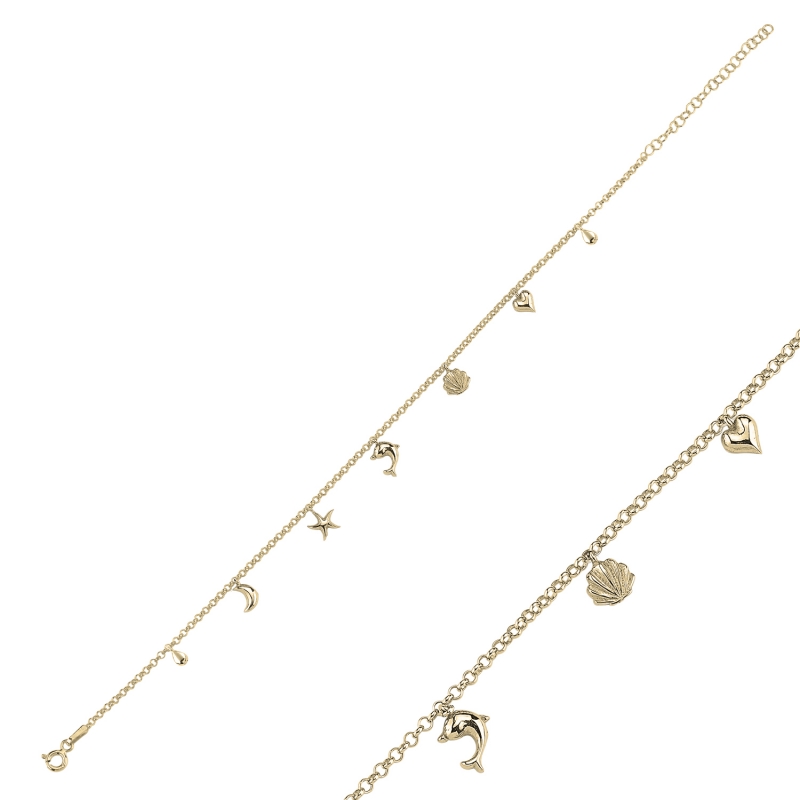 Dangle Rolo Chain Charm Anklet - ANK103931