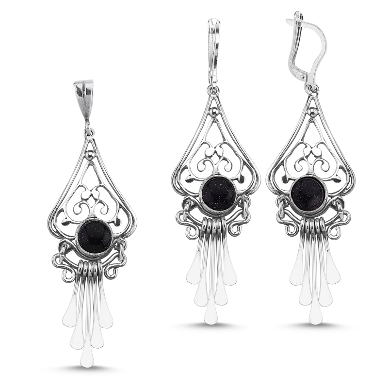 Blue Goldstone Handmade Set - S103943