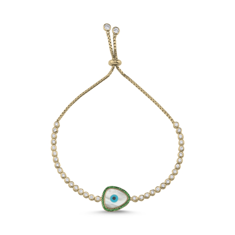 Eye & CZ Tennis Adjustable Sliding Bracelet - B103982