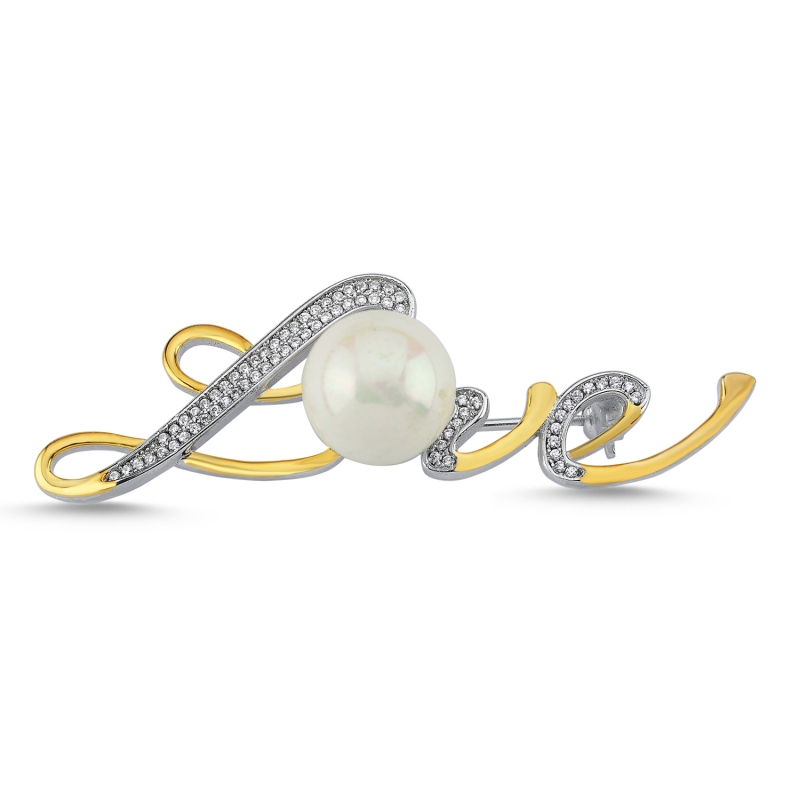 Love Pearl & CZ Brooch - BR103995